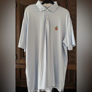 Holderness and Bourne Sea Island Crest Polo. Blue/White Stripes. XXL.